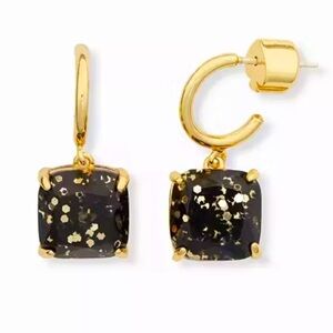 Kate Spade New York huggie black glitter drop n dangle earrings